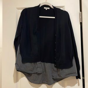 Madewell black striped shirt cardigan